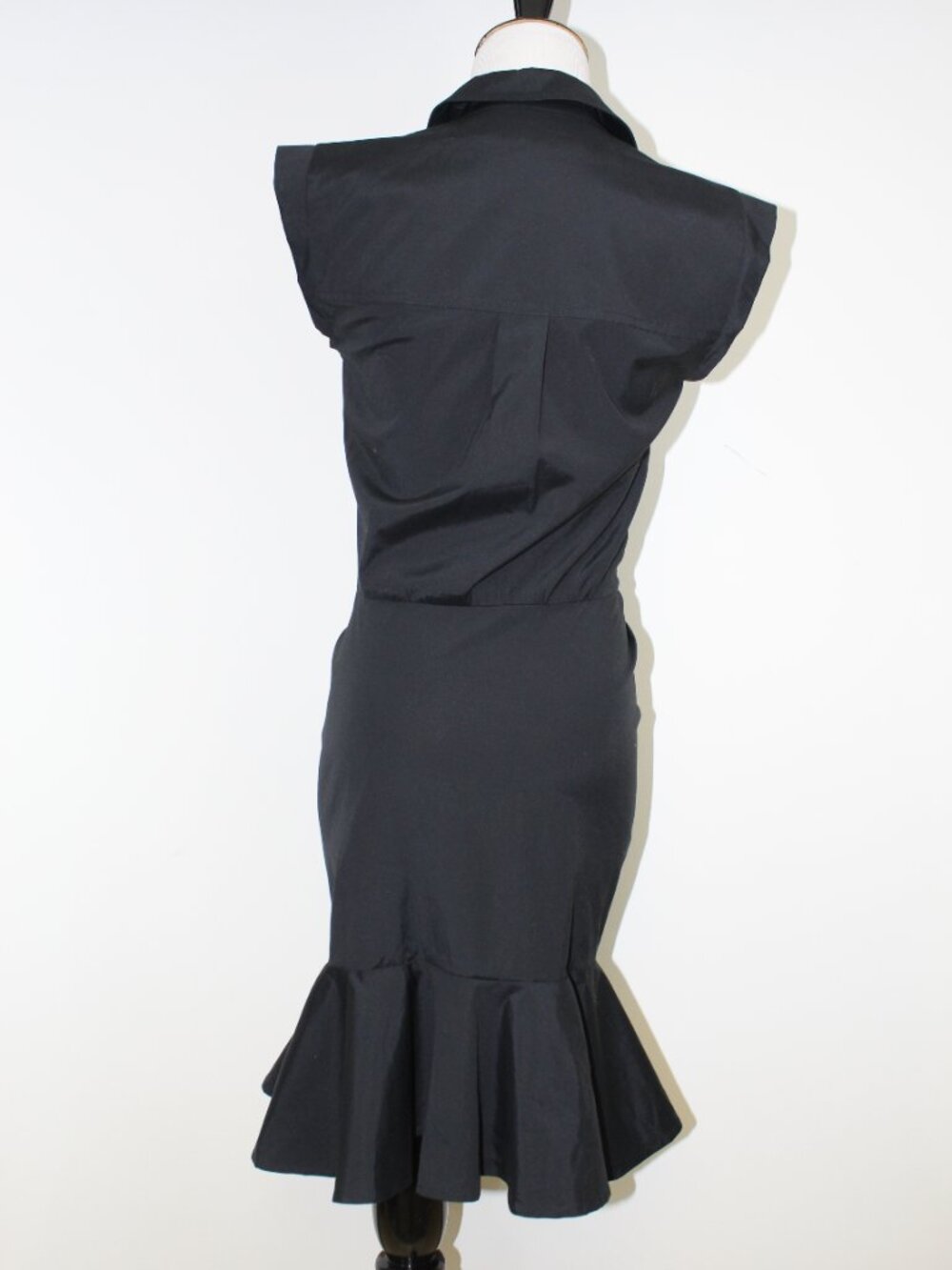 Veronica Beard Ruched Shirt Dress Black NWT Button Down Fitted Mini - Picture 6 of 12